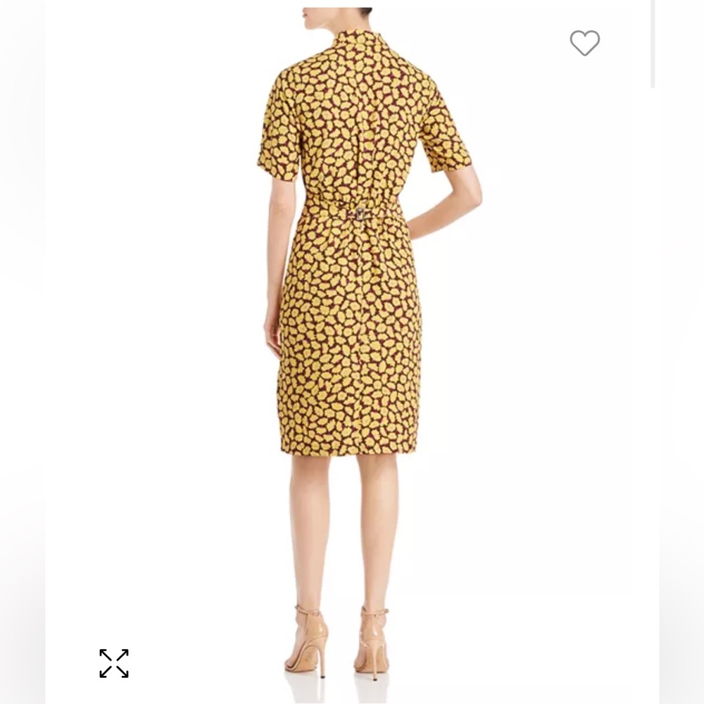 Kate Spade New York Sunny Bloom Ruched Front Shirt Yellow Patterned Dress Sz 2 - Picture 2 of 10
